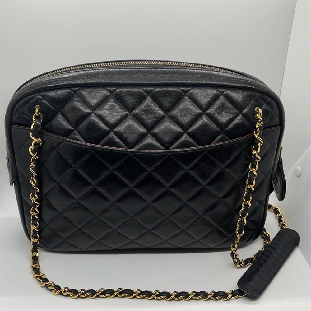 Authentic CHANEL Black Leather Shoulder Bag